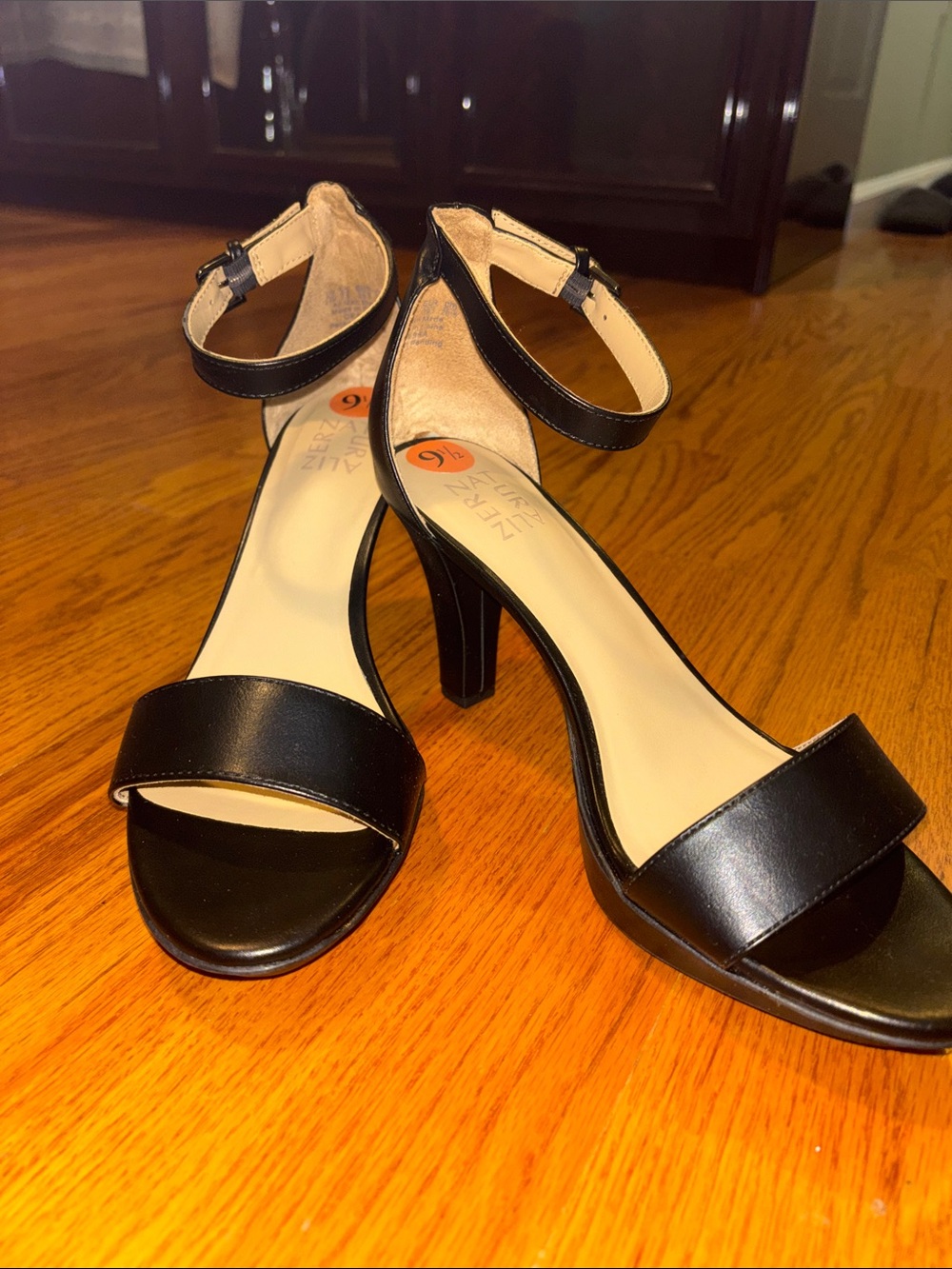 Naturalizer Black Ankle-Strap Block Heels